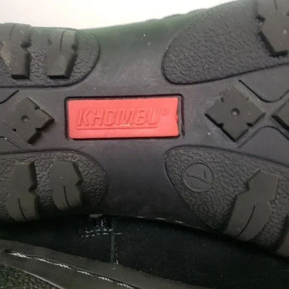 Khombu Women's Black Suede Gray Faux Fur Ankle Boots Size 7M - Picture 4 of 9